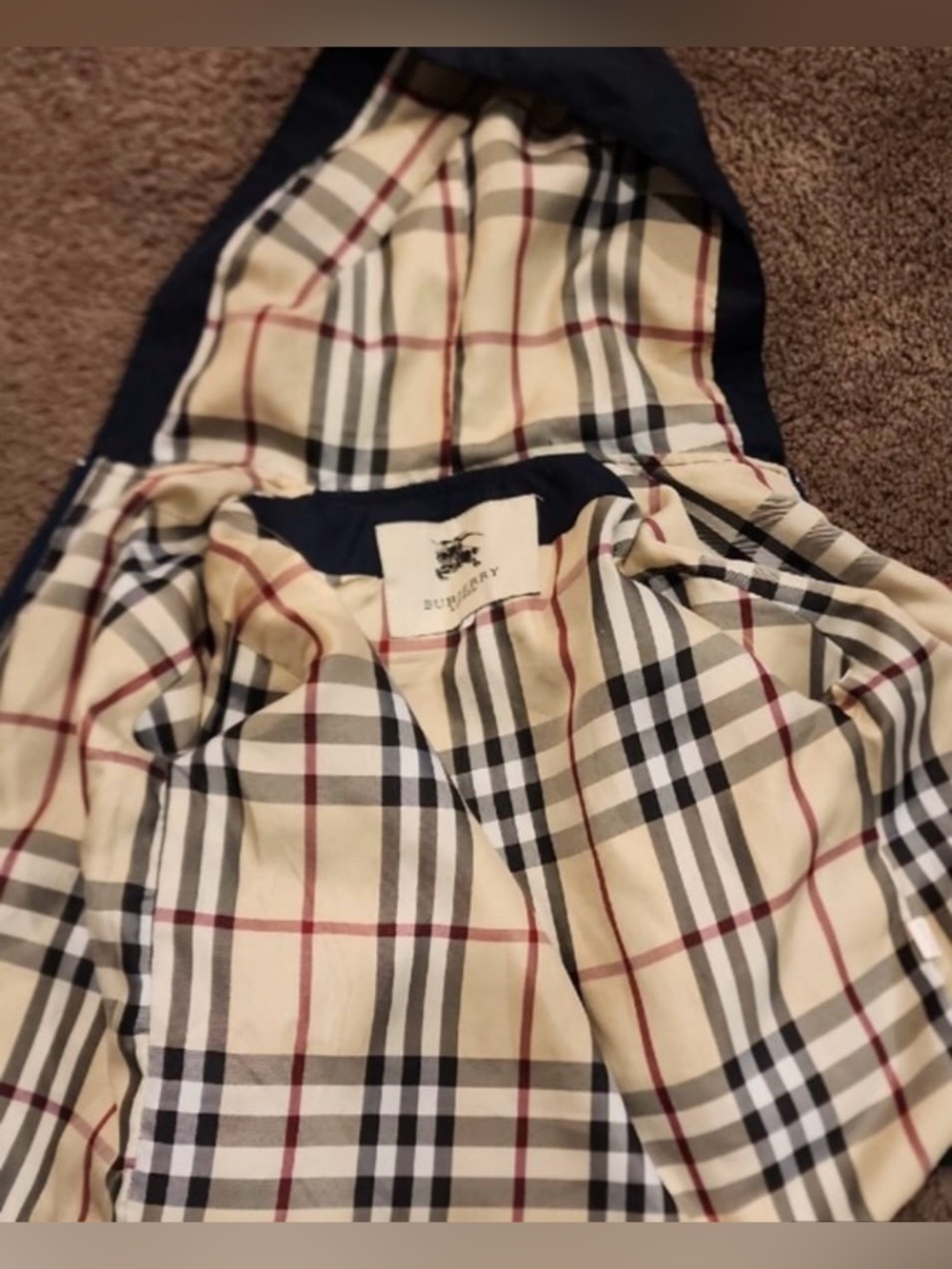 Kids Navy Hooded Jacket with Classic Nova Check Lining